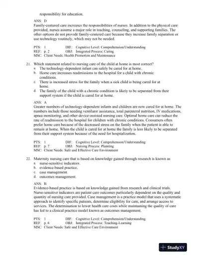 Maternal-Child Nursing 5th Edition Test Bank - Page 9 preview image