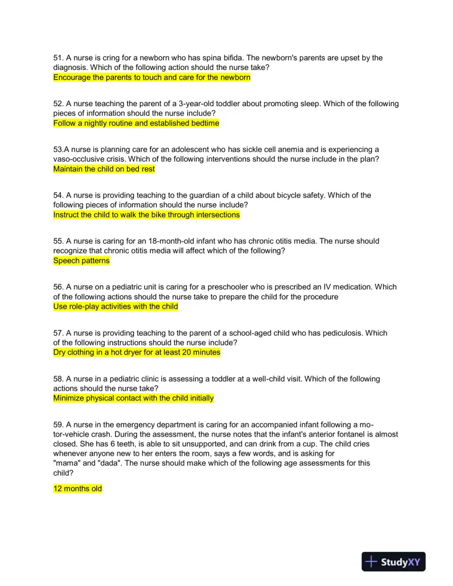 2022 ATI Pediatrics Proctored Exam with Answers (300 Solved Questions), page 7