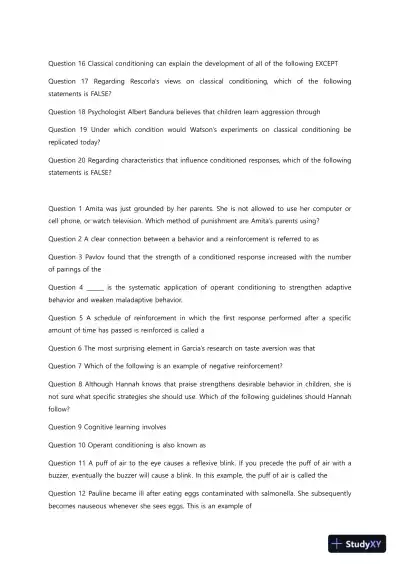 Liberty University PSYC 101 Quiz 5 Complete Solutions Correct Answers Key - Page 3 preview image