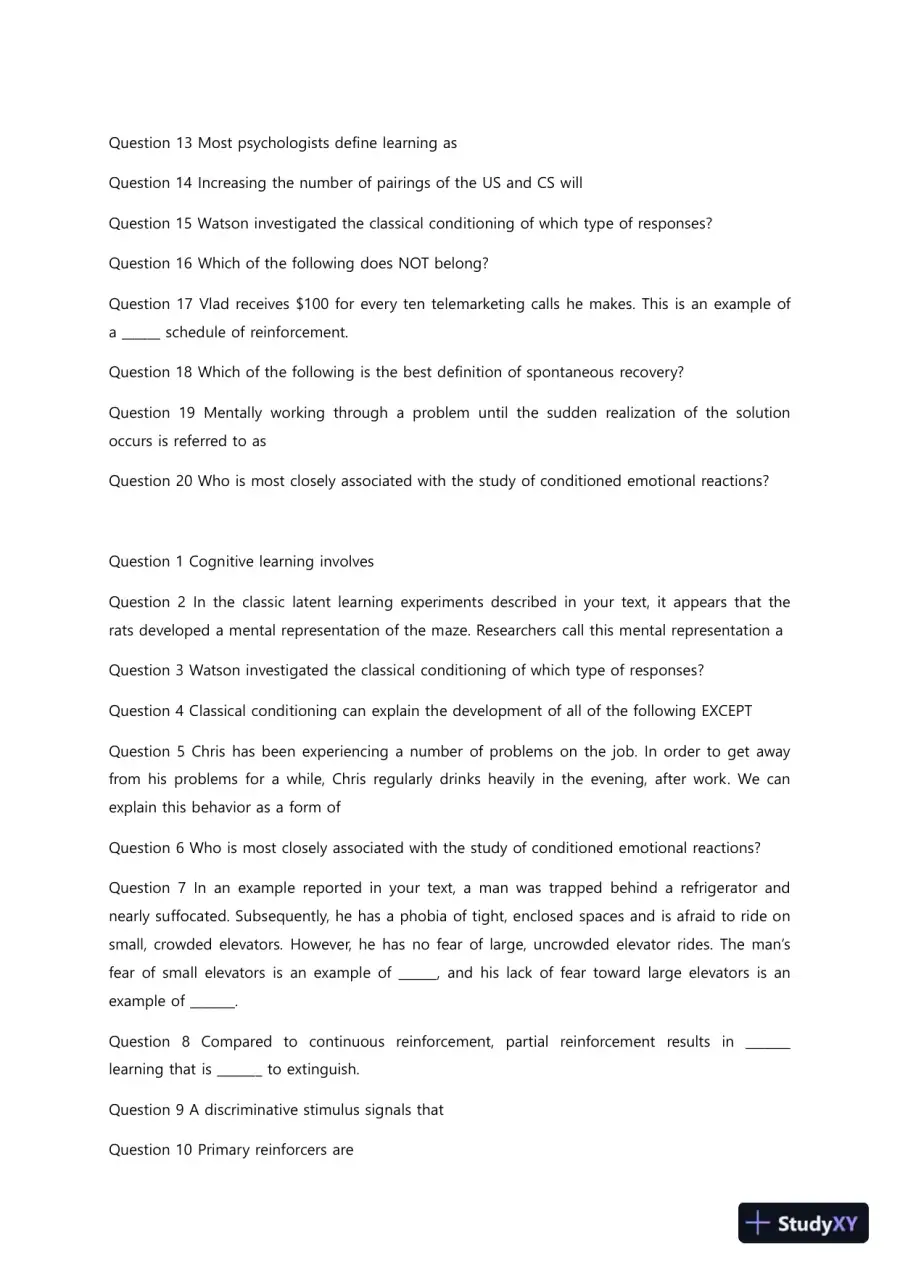 Liberty University PSYC 101 Quiz 5 Complete Solutions Correct Answers Key, page 4
