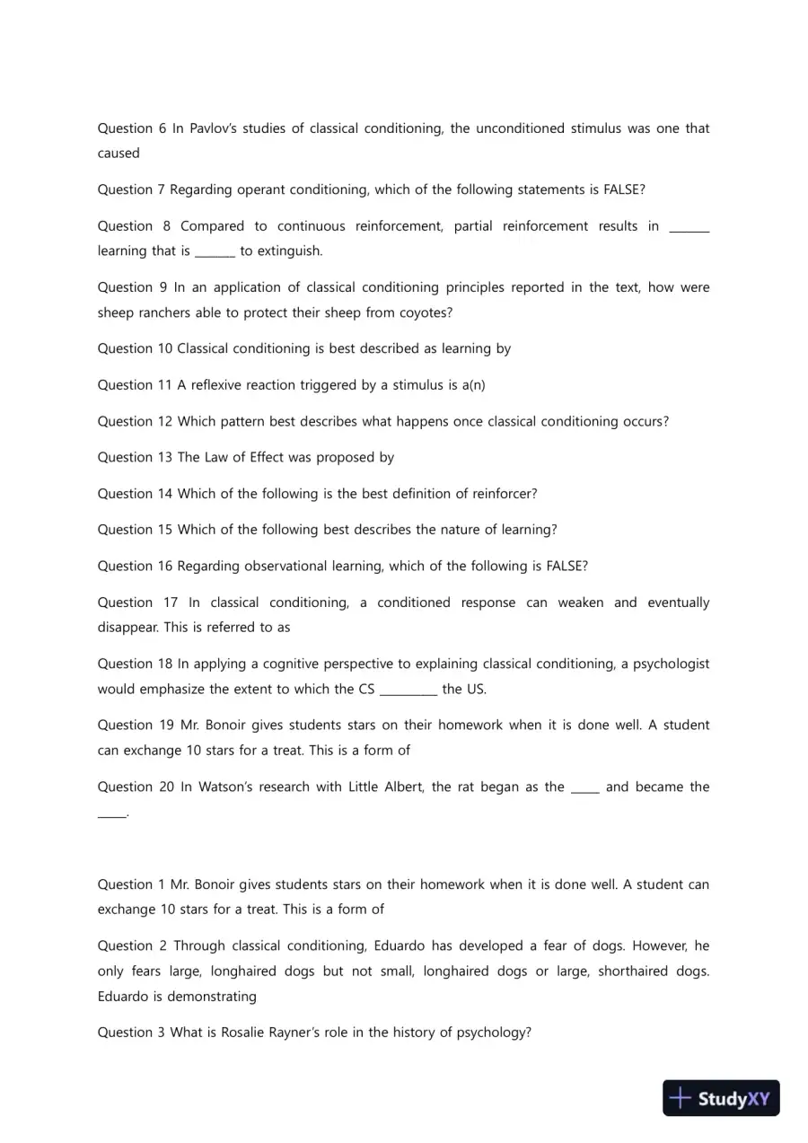 Liberty University PSYC 101 Quiz 5 Complete Solutions Correct Answers Key, page 6