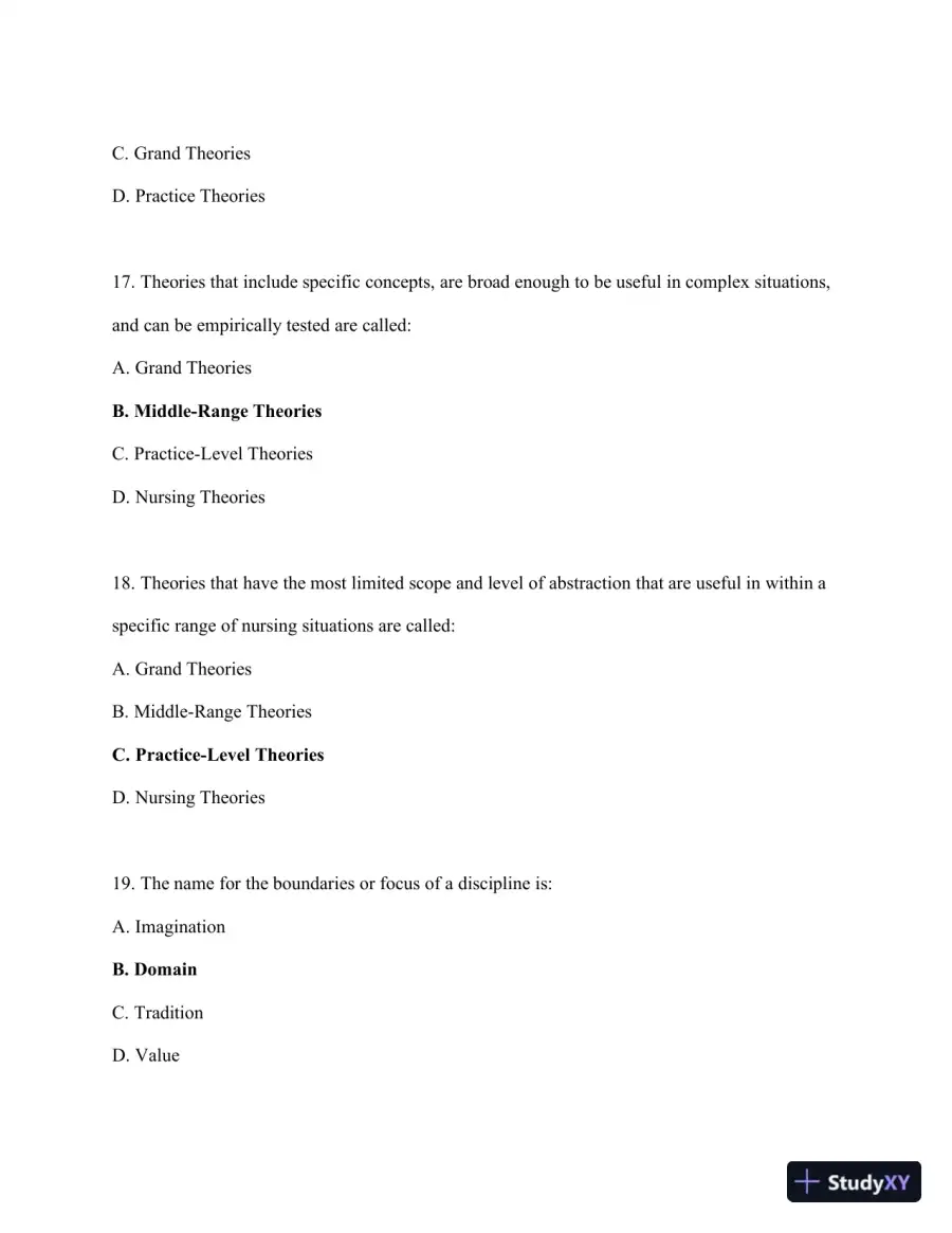 Nursing Theories and Nursing Practice 3rd Edition Test Bank, page 12