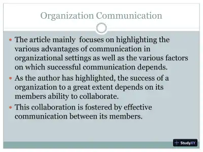 Organization Communication - Page 1 preview image