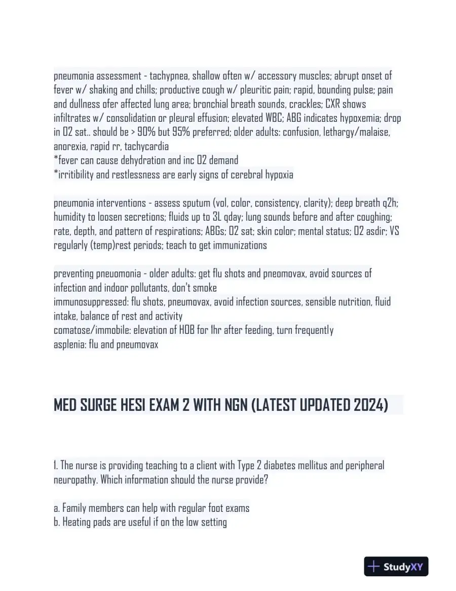 HESI Medical Surgical Nursing Practice Exam With Answers (375 Solved Questions), page 15
