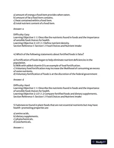 Visualizing Nutrition: Everyday Choices 3rd Edition Test Bank - Page 3 preview image