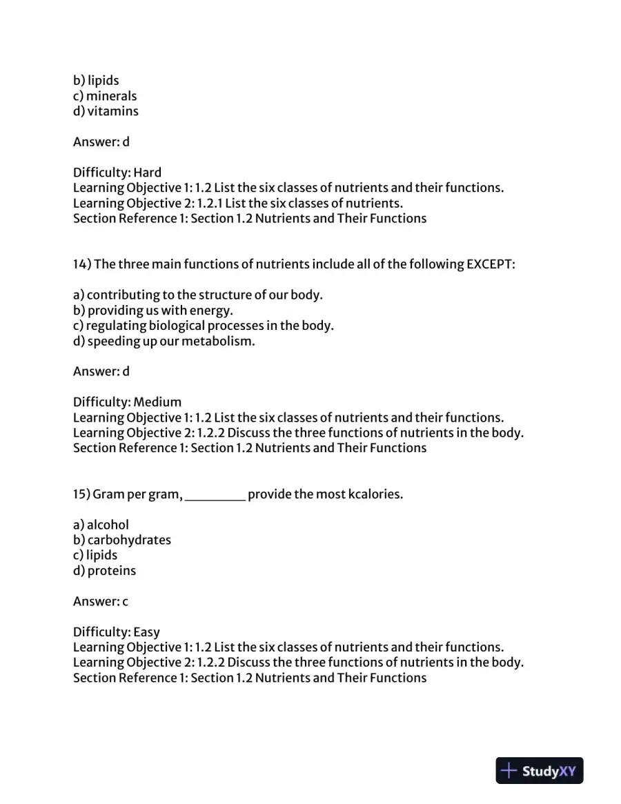 Visualizing Nutrition: Everyday Choices 3rd Edition Test Bank, page 7