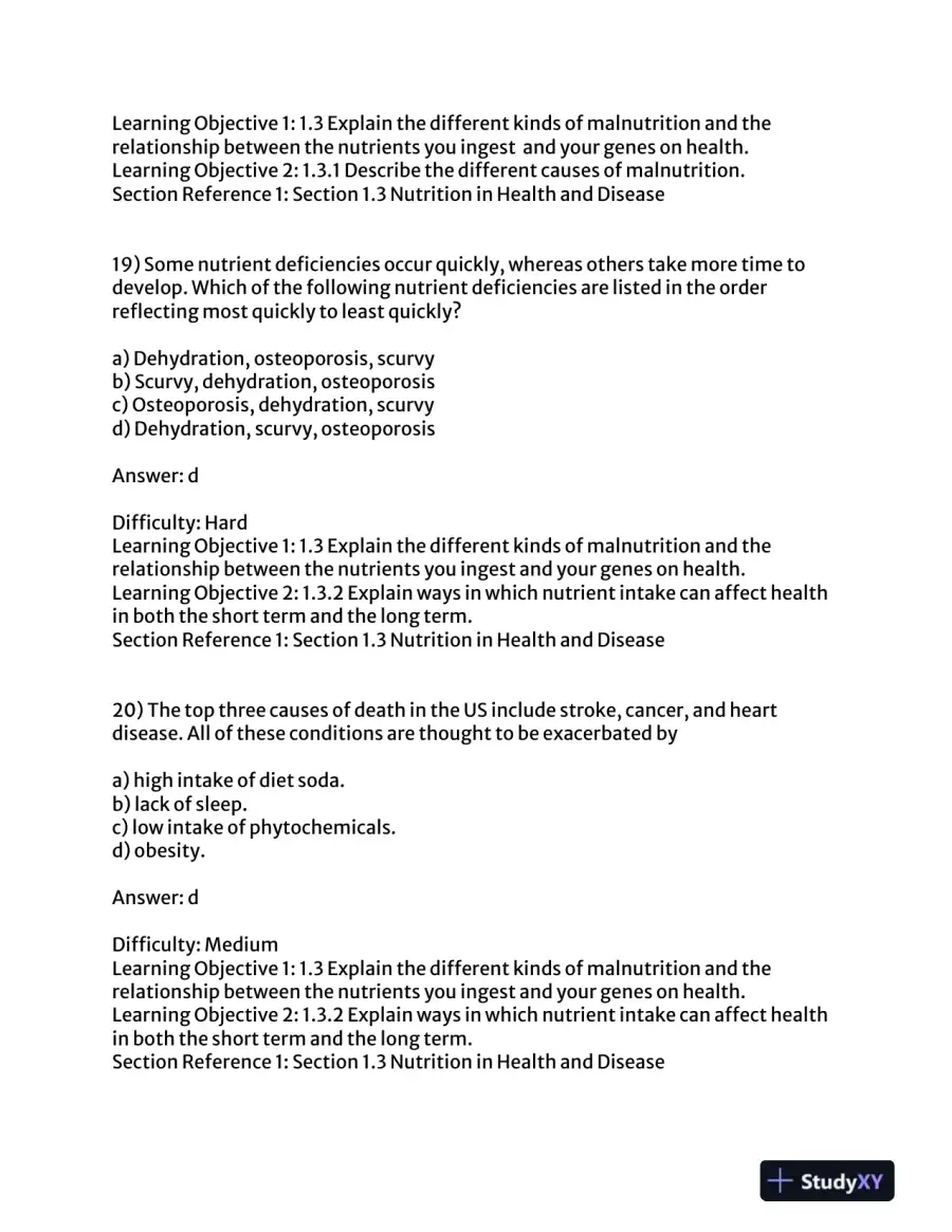 Visualizing Nutrition: Everyday Choices 3rd Edition Test Bank, page 9
