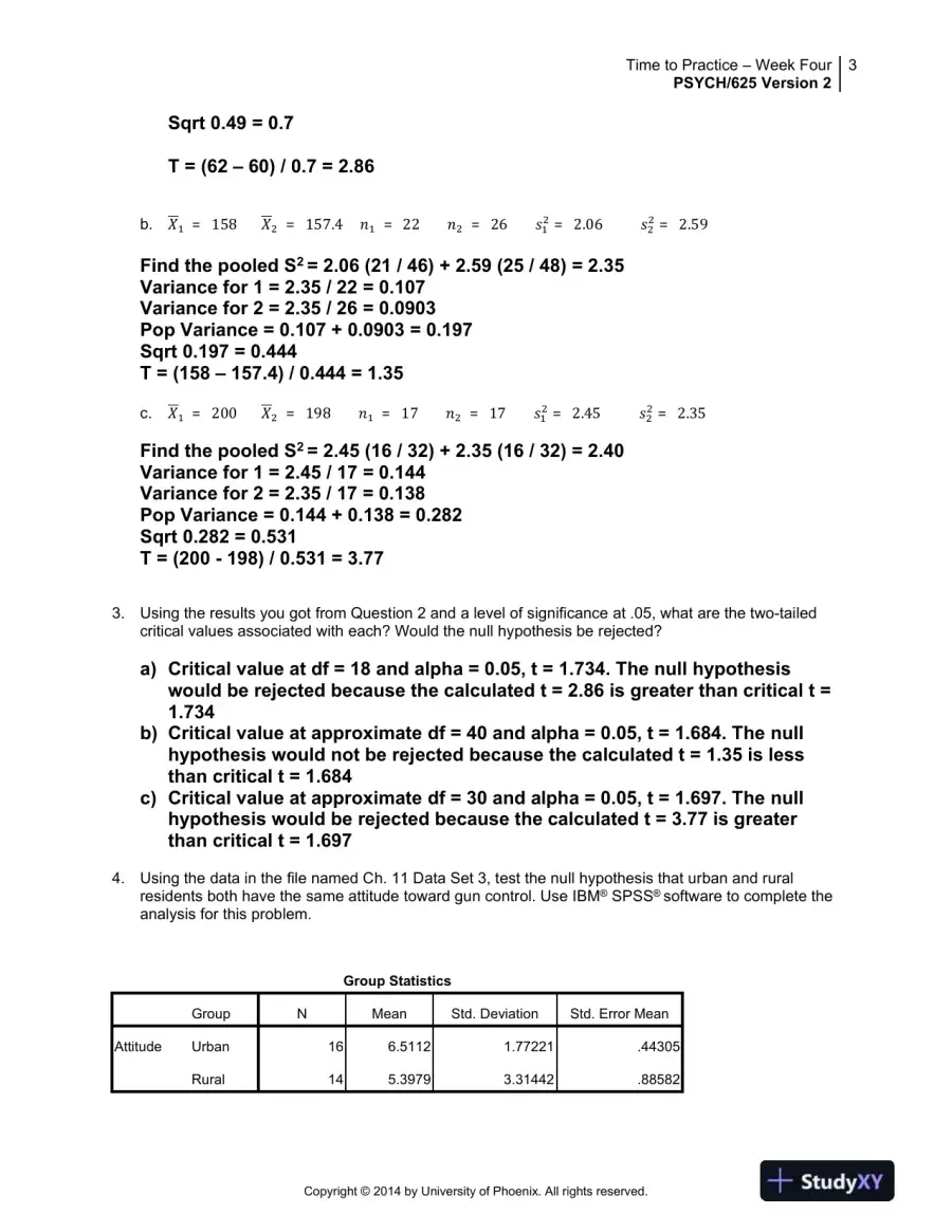 PSYCH/625 Version 2 Time to Practice � Week Four University of Phoenix Material, page 4