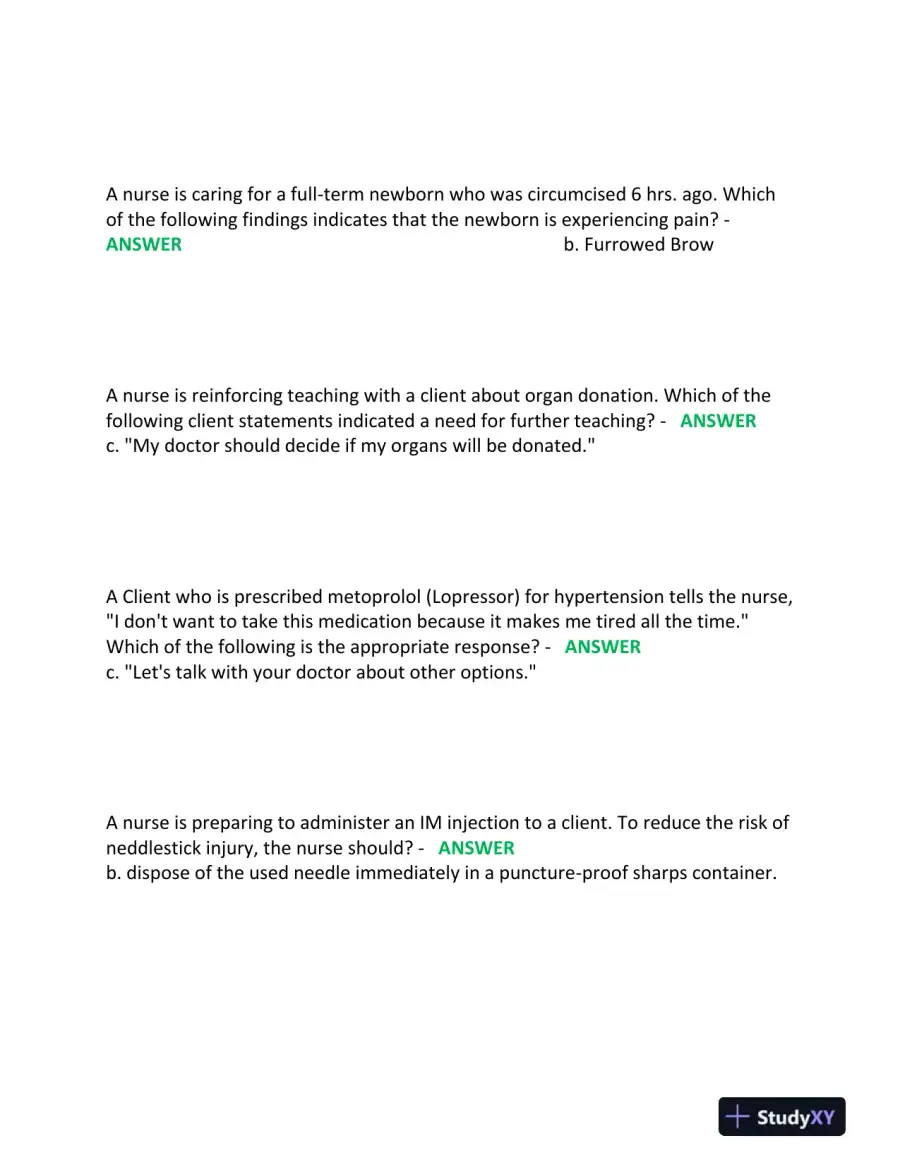 2023-2024 ATI PN Nursing Diagnosis Comprehensive, Predictor Exam With Answers (180 Solved Questions), page 6