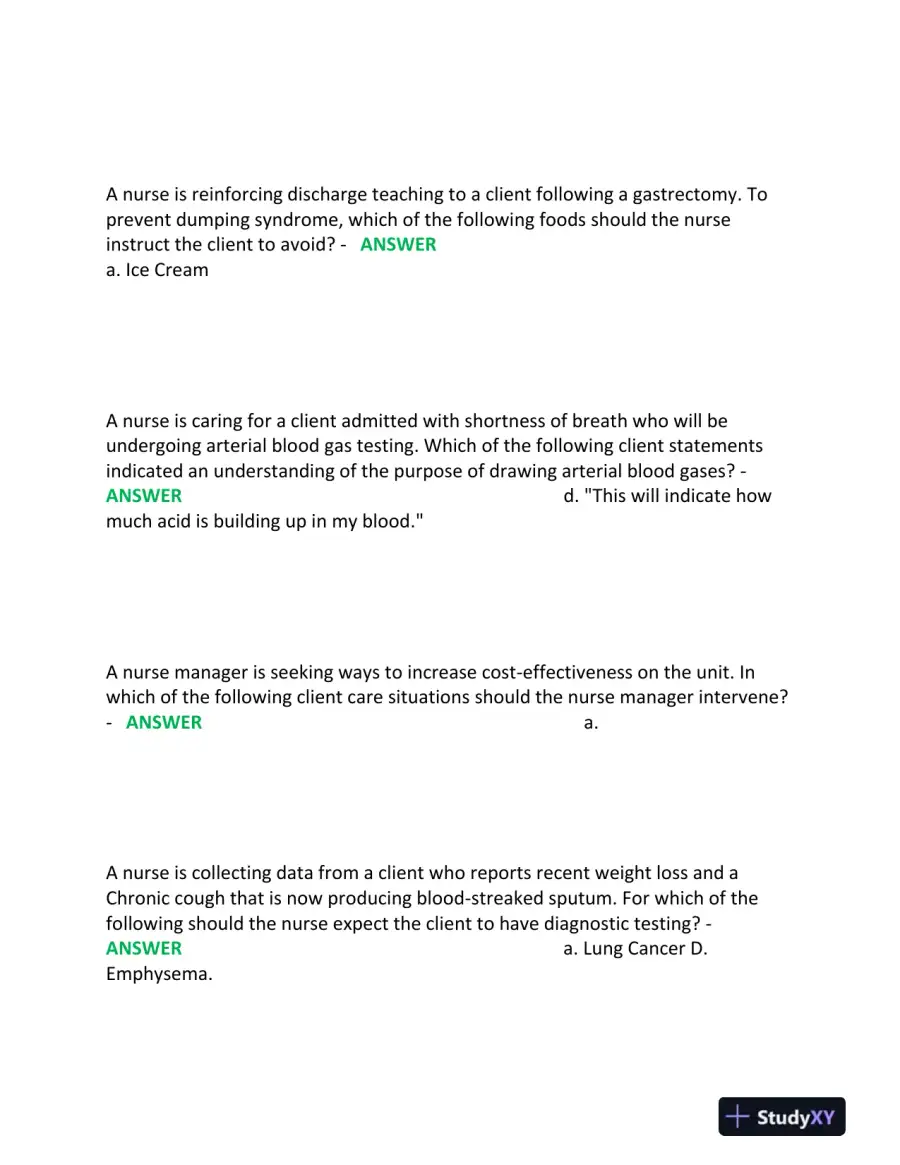 2023-2024 ATI PN Nursing Diagnosis Comprehensive, Predictor Exam With Answers (180 Solved Questions), page 8