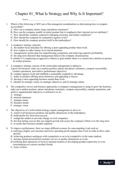 Crafting and Executing Strategy: Concepts and Readings, 19th Edition Test Bank - Page 1 preview image