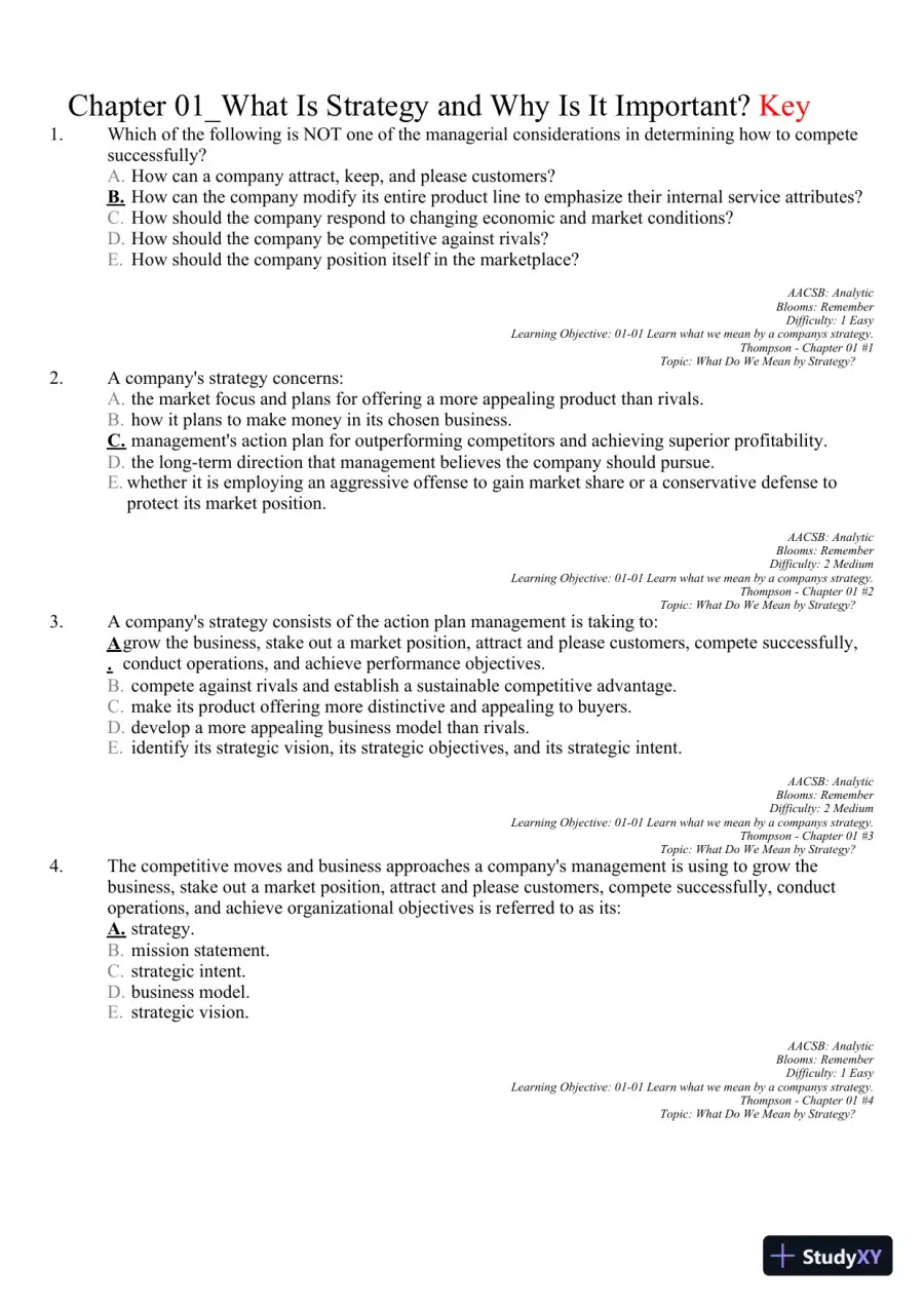 Crafting and Executing Strategy: Concepts and Readings, 19th Edition Test Bank, page 14