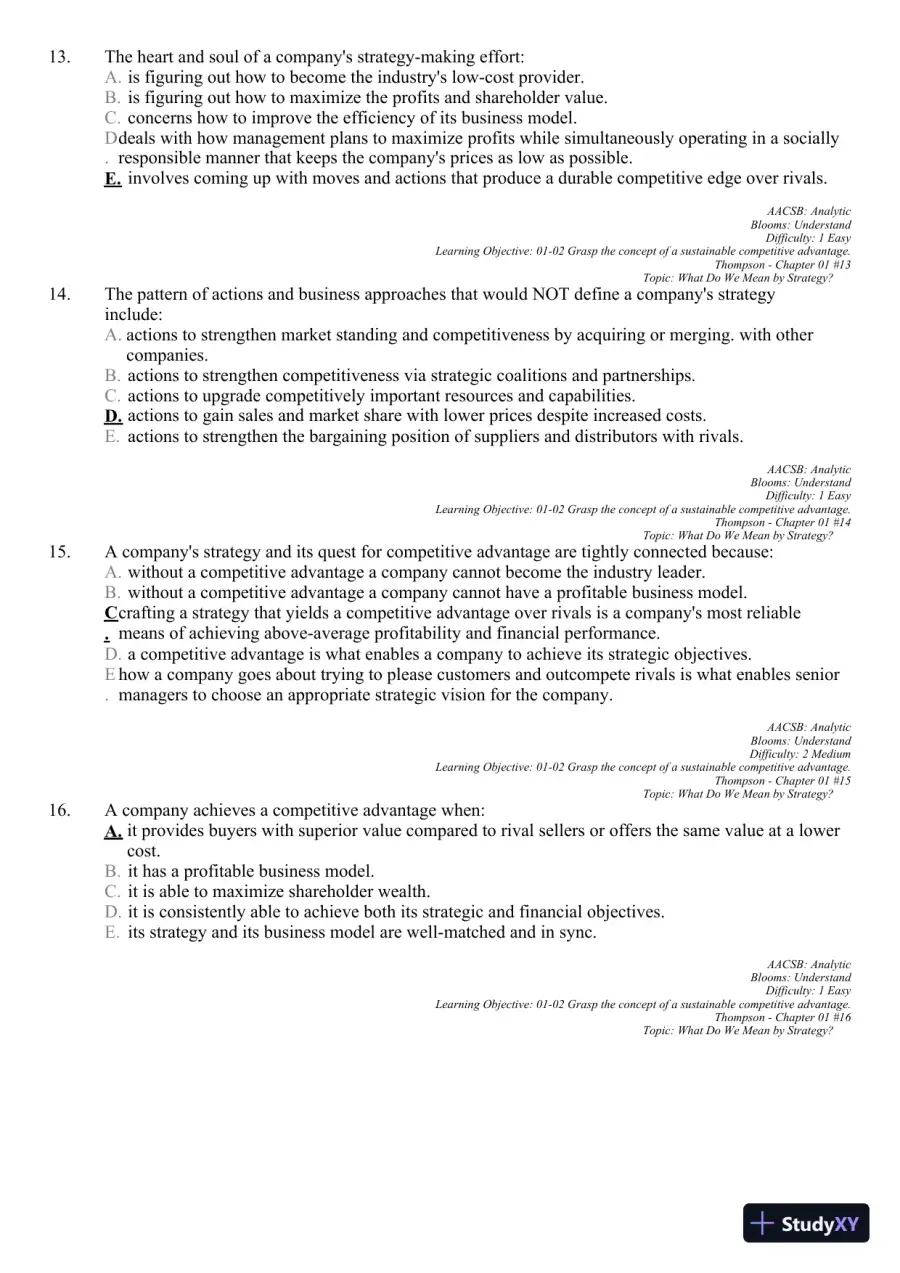 Crafting and Executing Strategy: Concepts and Readings, 19th Edition Test Bank, page 17
