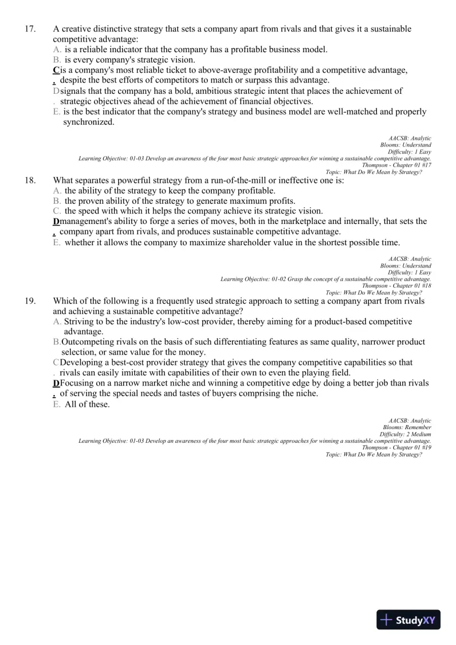 Crafting and Executing Strategy: Concepts and Readings, 19th Edition Test Bank, page 18