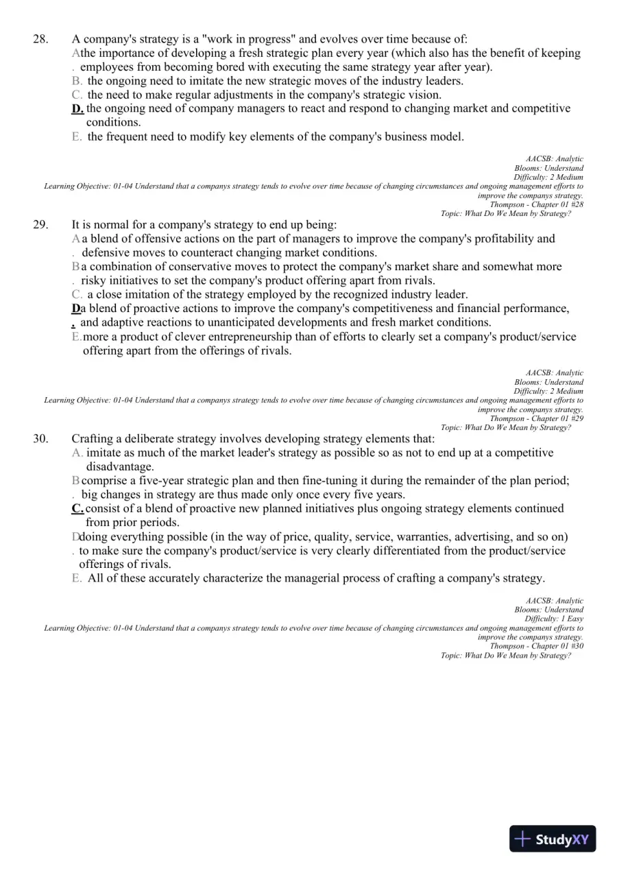 Crafting and Executing Strategy: Concepts and Readings, 19th Edition Test Bank, page 21