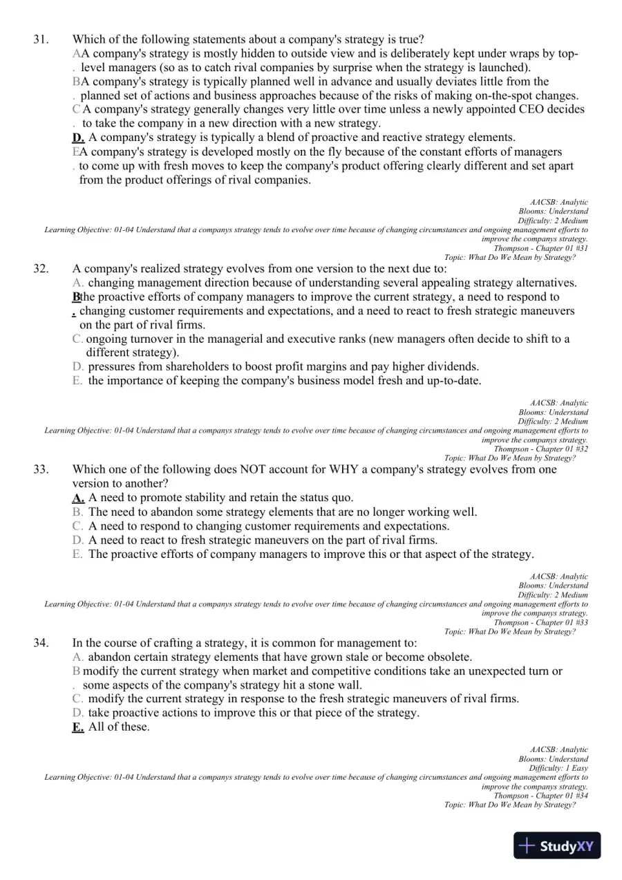 Crafting and Executing Strategy: Concepts and Readings, 19th Edition Test Bank, page 22