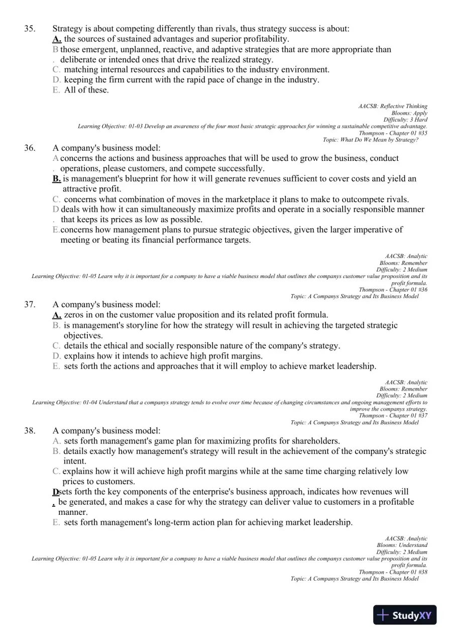 Crafting and Executing Strategy: Concepts and Readings, 19th Edition Test Bank, page 23