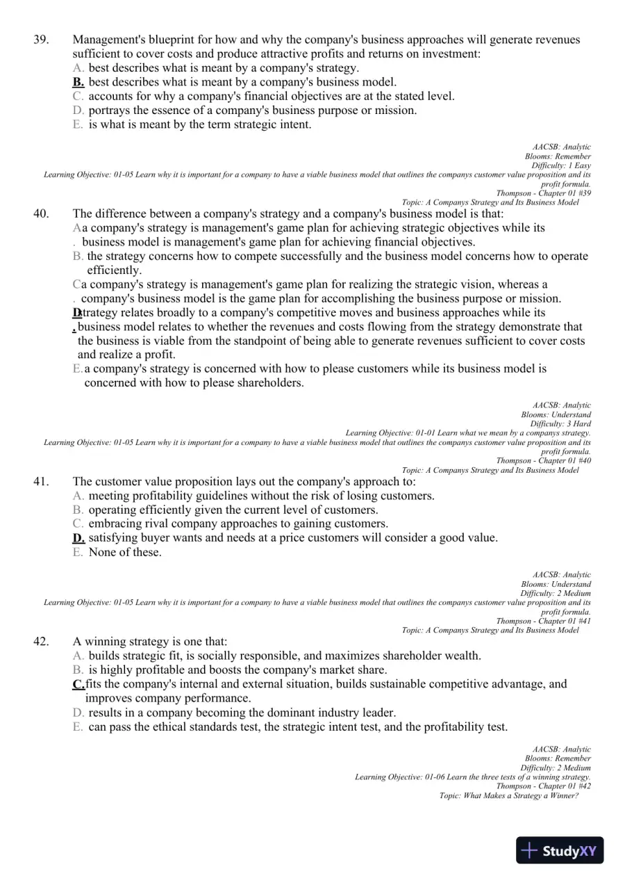 Crafting and Executing Strategy: Concepts and Readings, 19th Edition Test Bank, page 24