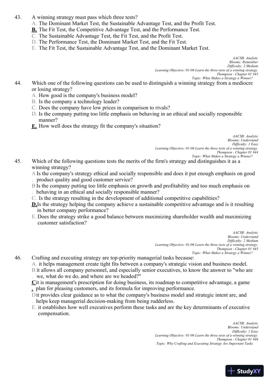 Crafting and Executing Strategy: Concepts and Readings, 19th Edition Test Bank, page 25