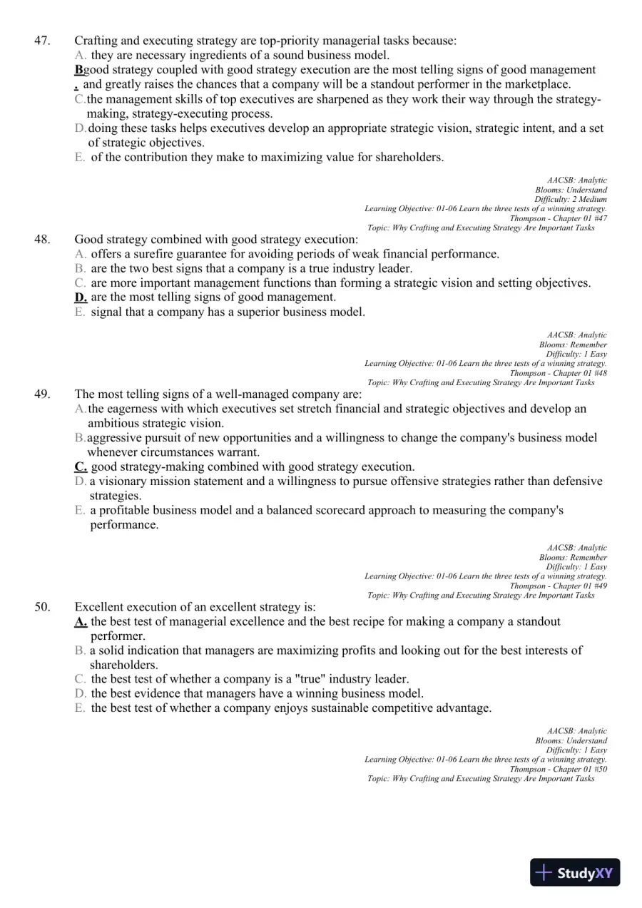 Crafting and Executing Strategy: Concepts and Readings, 19th Edition Test Bank, page 26
