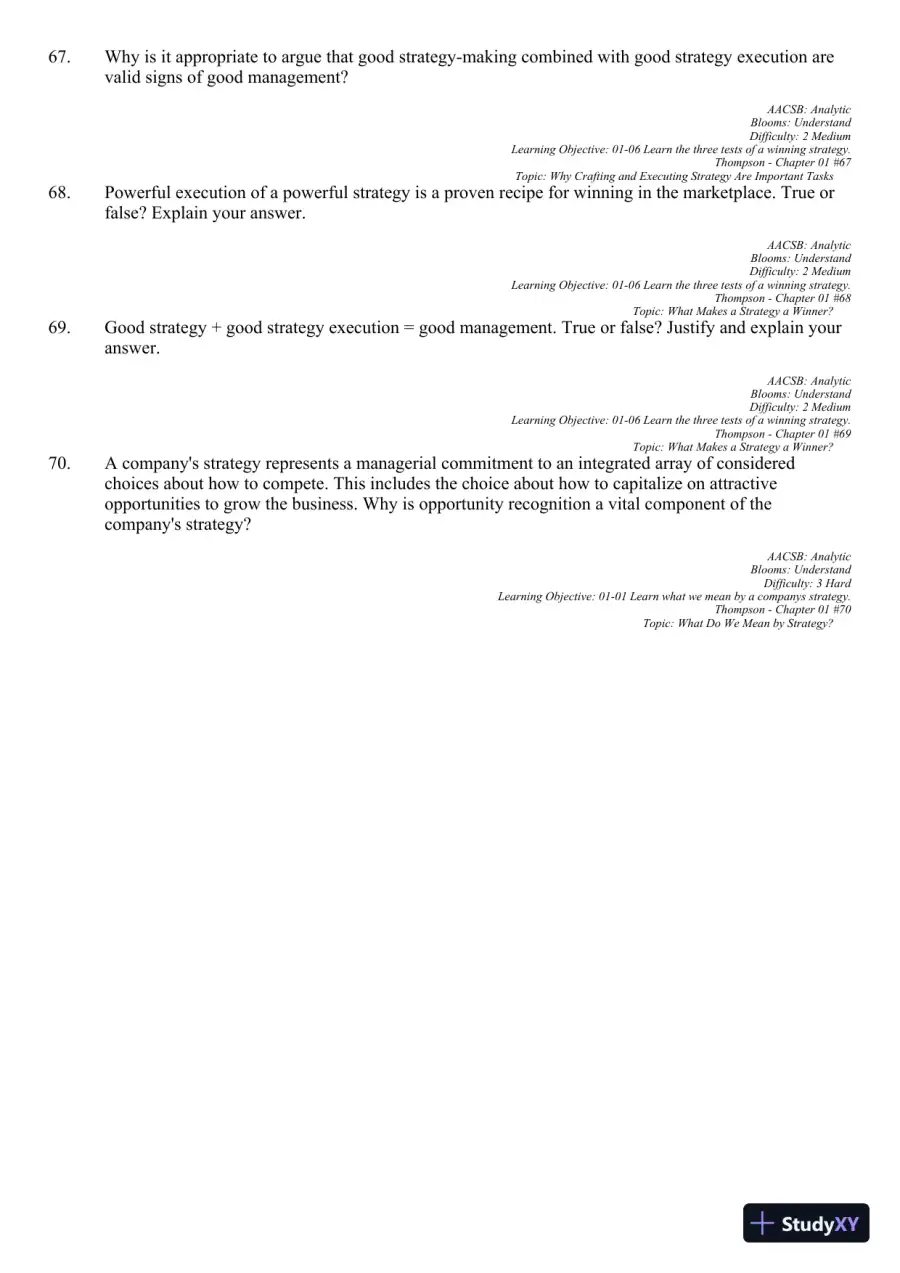 Crafting and Executing Strategy: Concepts and Readings, 19th Edition Test Bank, page 29
