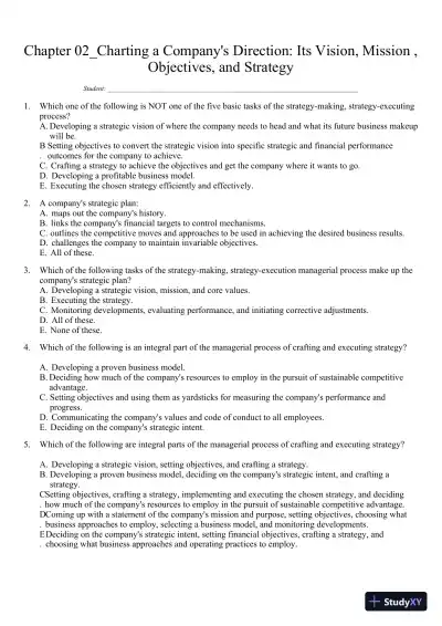 Crafting and Executing Strategy: Concepts and Readings, 19th Edition Test Bank - Page 31 preview image