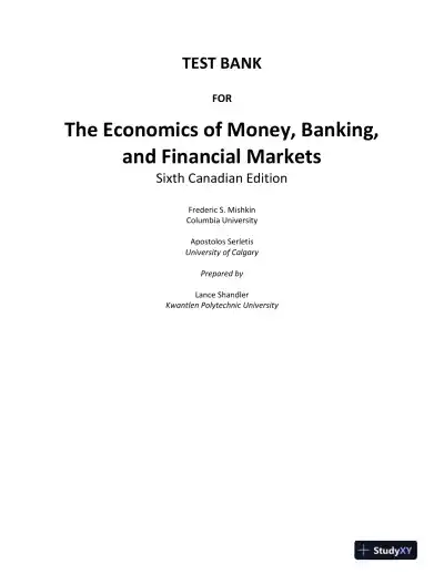 The Economics of Money, Banking and Financial Markets, Sixth Canadian Edition Test Bank - Page 1 preview image