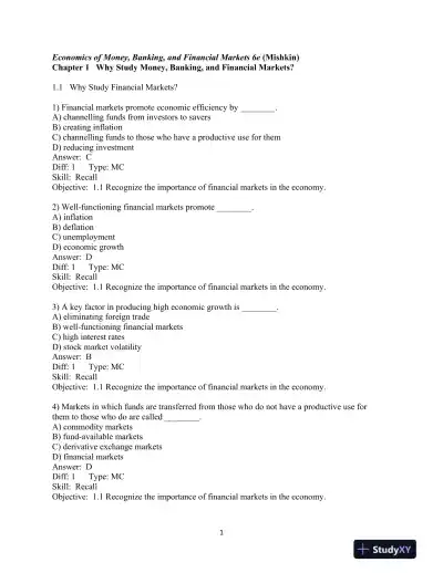 The Economics of Money, Banking and Financial Markets, Sixth Canadian Edition Test Bank - Page 3 preview image