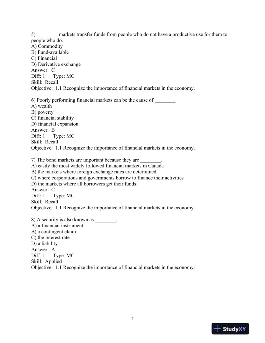 The Economics of Money, Banking and Financial Markets, Sixth Canadian Edition Test Bank, page 4