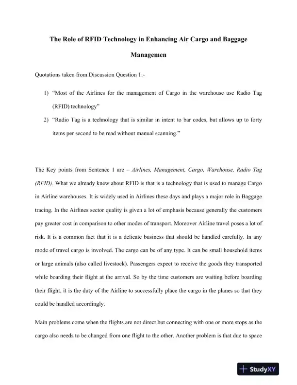 The Role of RFID Technology in Enhancing Air Cargo and Baggage Management - Page 1 preview image