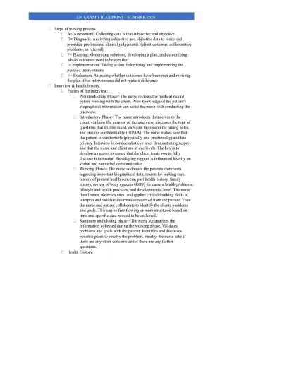 Comprehensive Nursing Exam Blueprint Key Concepts - Page 2 preview image