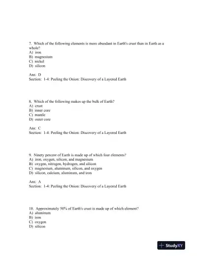 Understanding Earth Seventh Edition Test Bank - Page 4 preview image