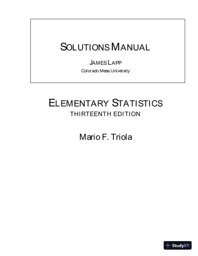 Solution Manual for Elementary Statistics, 13th Edition - Page 1 preview image