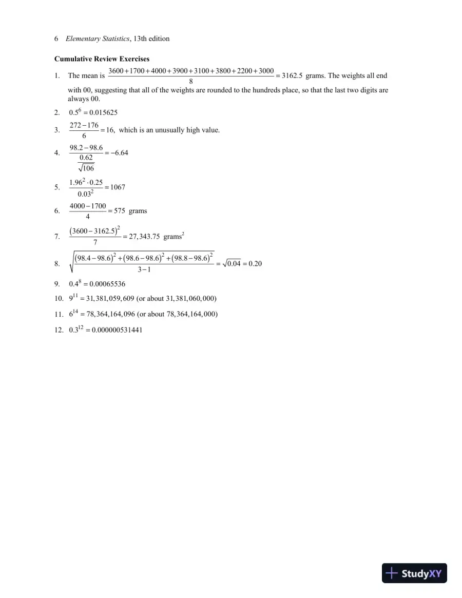 Solution Manual for Elementary Statistics, 13th Edition, page 12