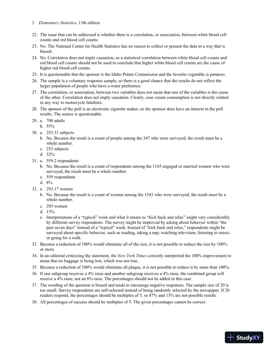 Solution Manual for Elementary Statistics, 13th Edition, page 8
