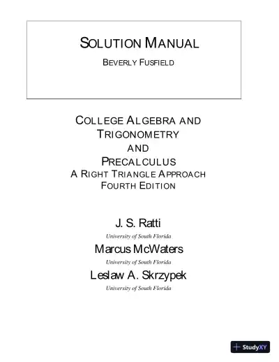 Solution Manual for College Algebra and Trigonometry, 4th Edition - Page 1 preview image