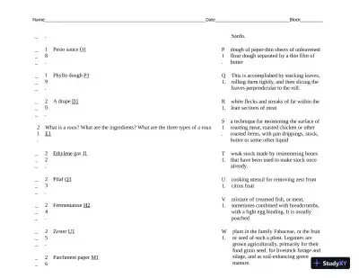 NOCTI Terminology for Culinary Arts Practice Exam with Answers (5 Solved Questions) - Page 4 preview image