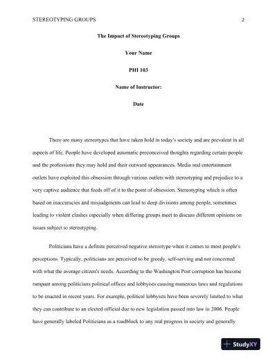 PHI 103 The Impact of Stereotyping Groups - Page 3 preview image