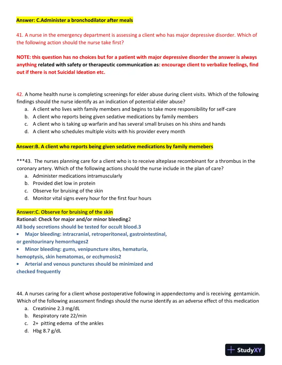 2019 ATI Community Health Proctored Exam with Answers (57 Solved Questions), page 14