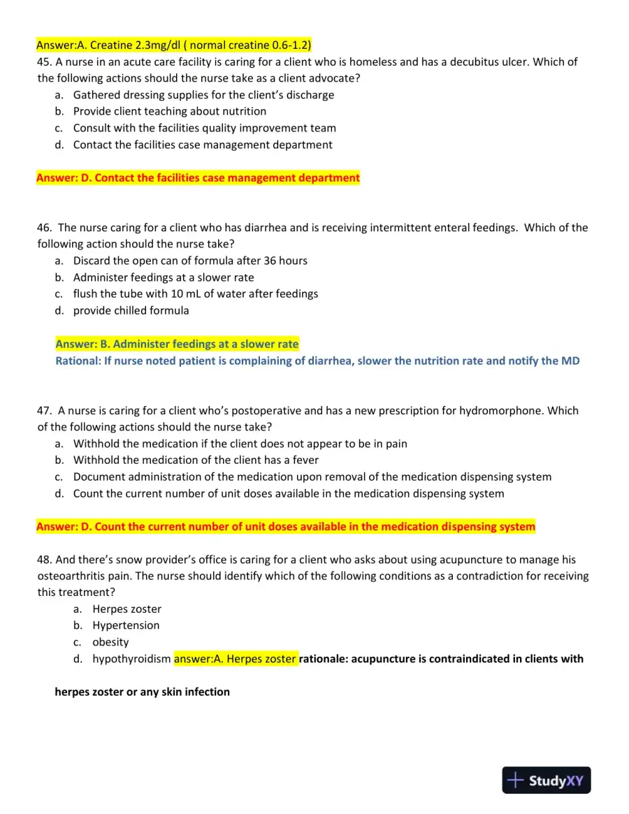2019 ATI Community Health Proctored Exam with Answers (57 Solved Questions), page 15