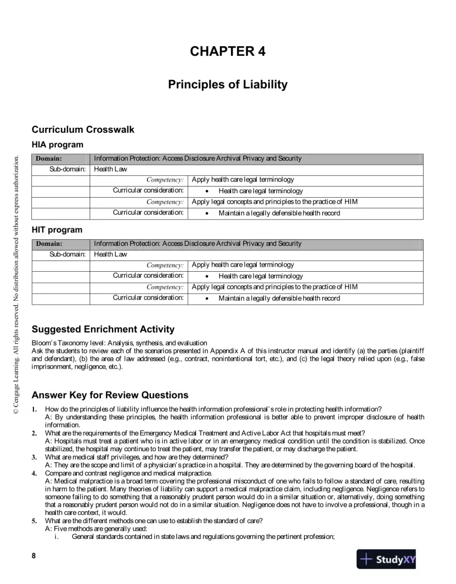Legal And Ethical Aspects Of Health Information Management, 4th Edition Solution Manual, page 12