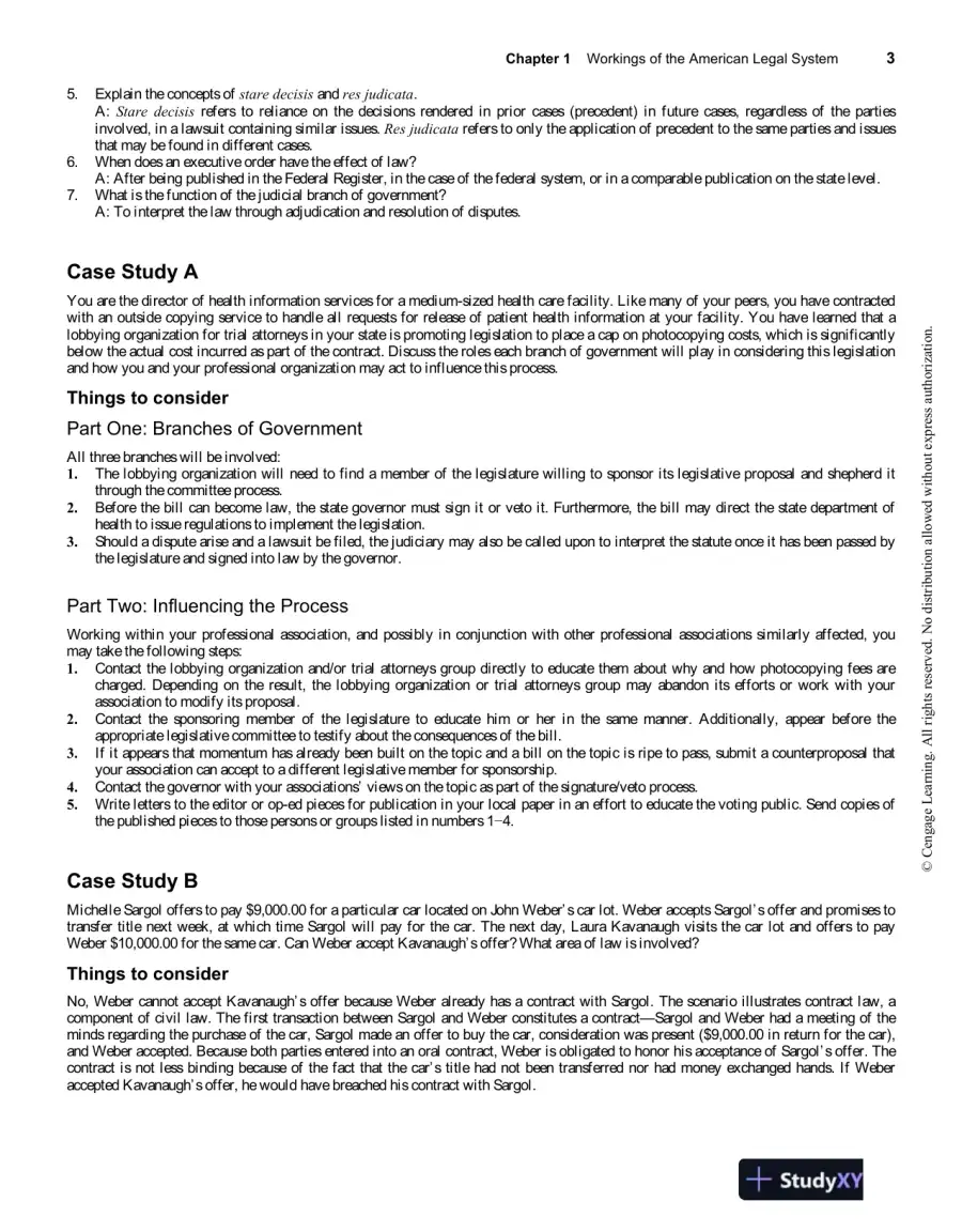 Legal And Ethical Aspects Of Health Information Management, 4th Edition Solution Manual, page 7