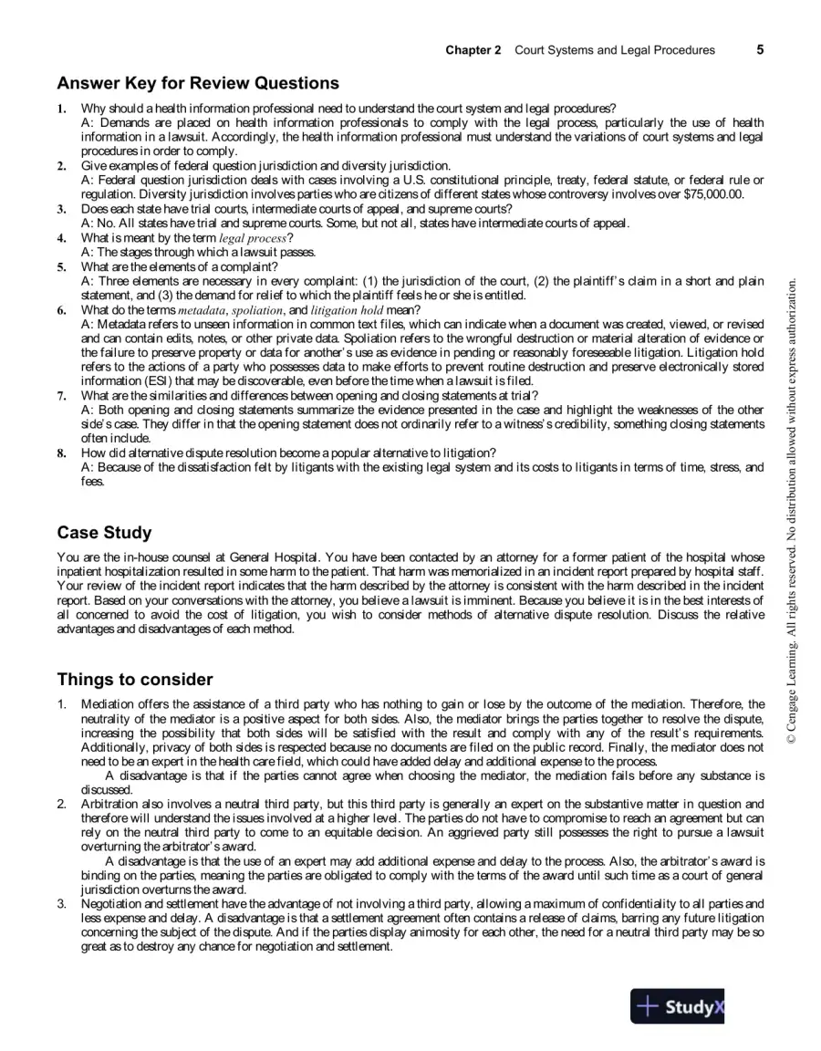 Legal And Ethical Aspects Of Health Information Management, 4th Edition Solution Manual, page 9