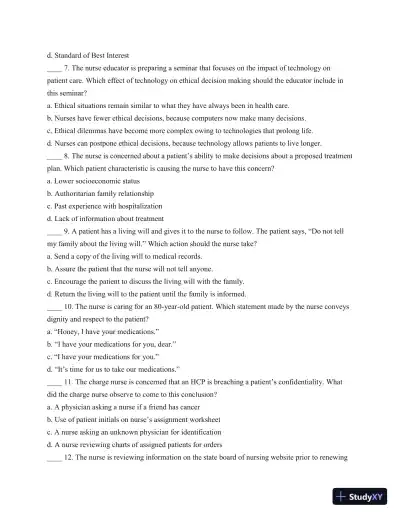 Test Bank For Understanding Medical-Surgical Nursing, 5th Edition - Page 31 preview image