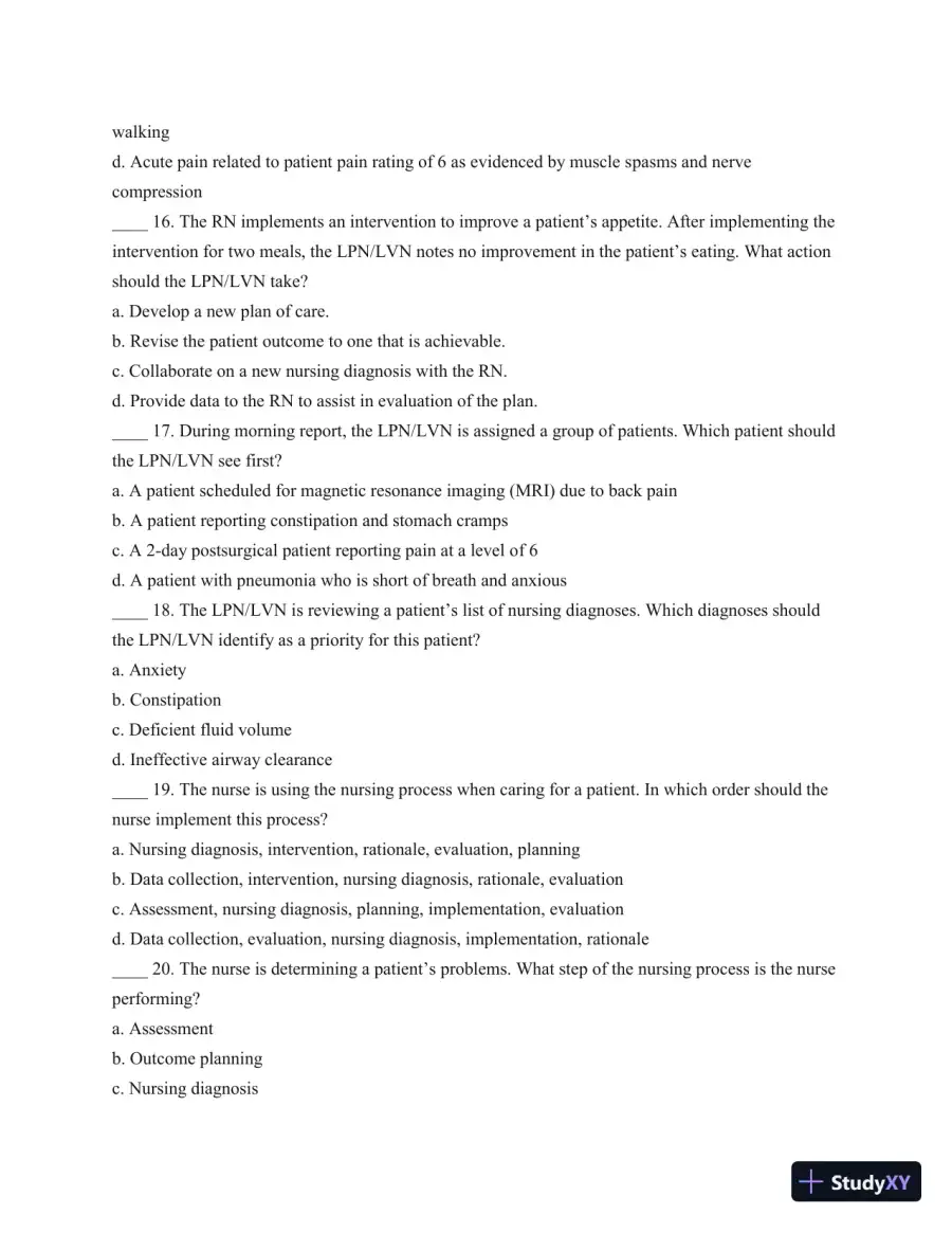 Test Bank For Understanding Medical-Surgical Nursing, 5th Edition, page 5