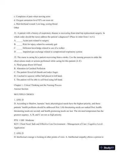 Test Bank For Understanding Medical-Surgical Nursing, 5th Edition - Page 8 preview image