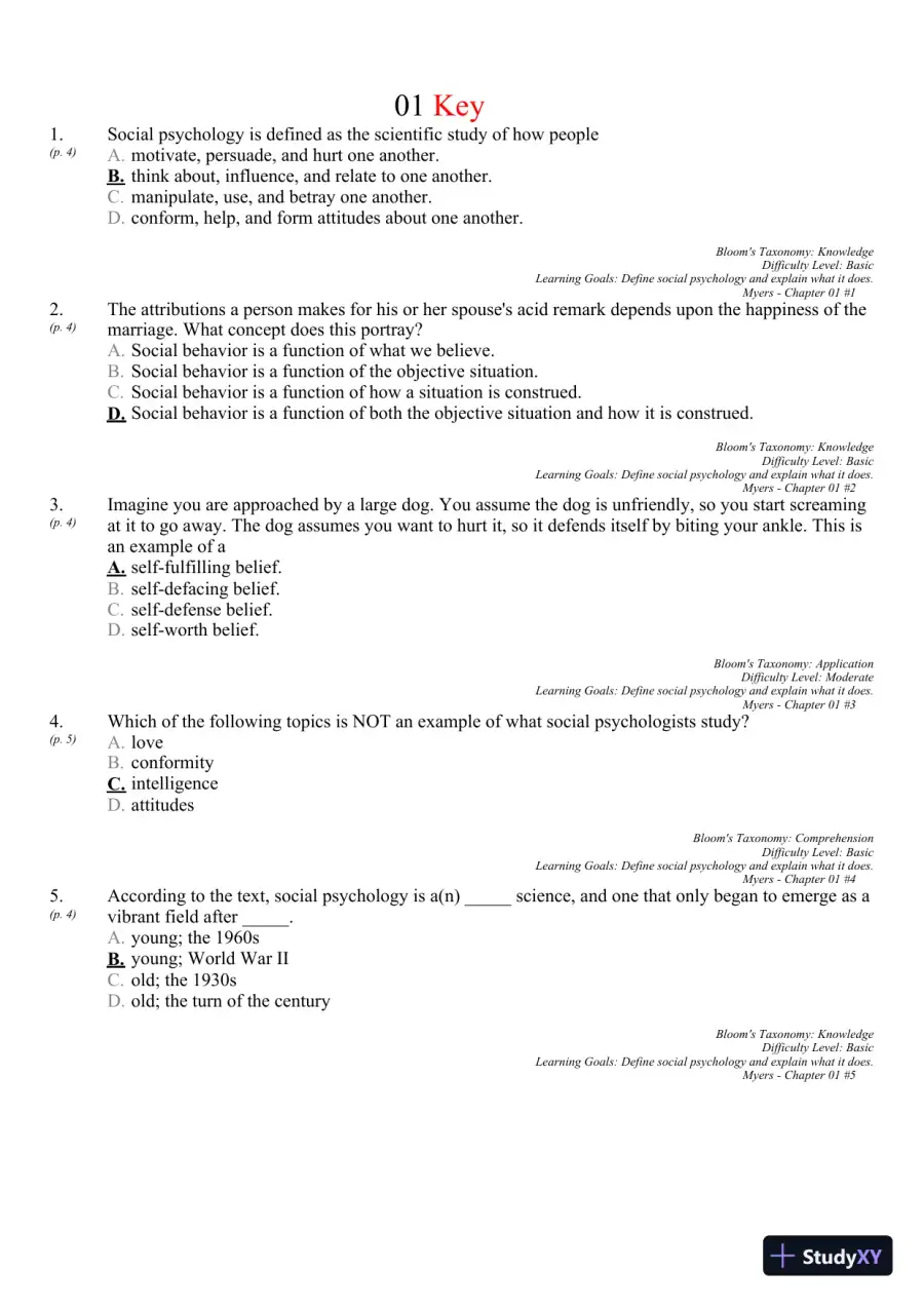 Test Bank For Social Psychology, 11th Edition, page 16