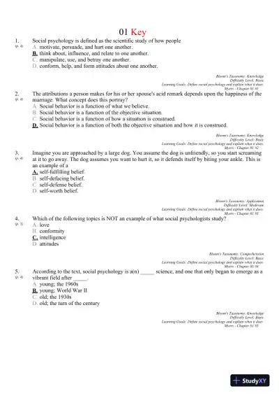 Test Bank For Social Psychology, 11th Edition - Page 16 preview image