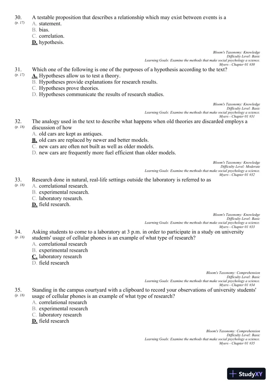 Test Bank For Social Psychology, 11th Edition, page 21