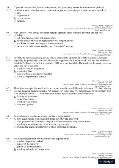 Test Bank For Social Psychology, 11th Edition - Page 26 preview image